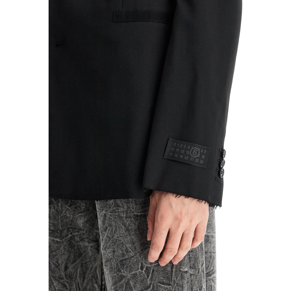 MM6 Maison Margiela Tweed Blazer met Dubbele Rij Knopen en Getailleerde Schouders Black Dames