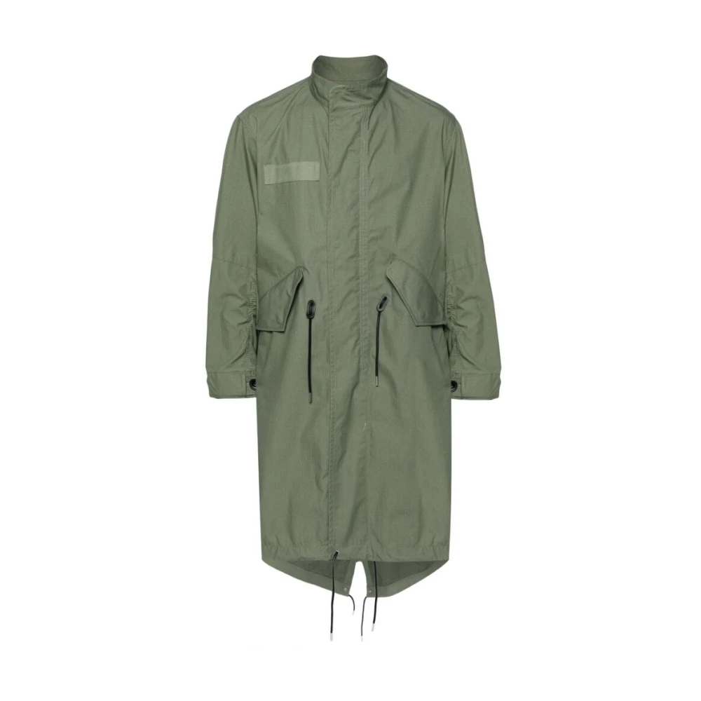Sacai Khaki Ripstop Funnel Hals Jas Green Heren