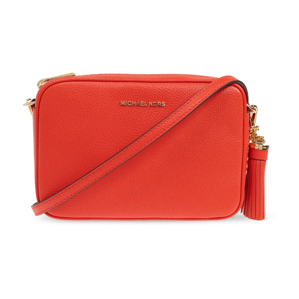 Michael Kors Ginny Lederen Crossbody Tas Red Dames