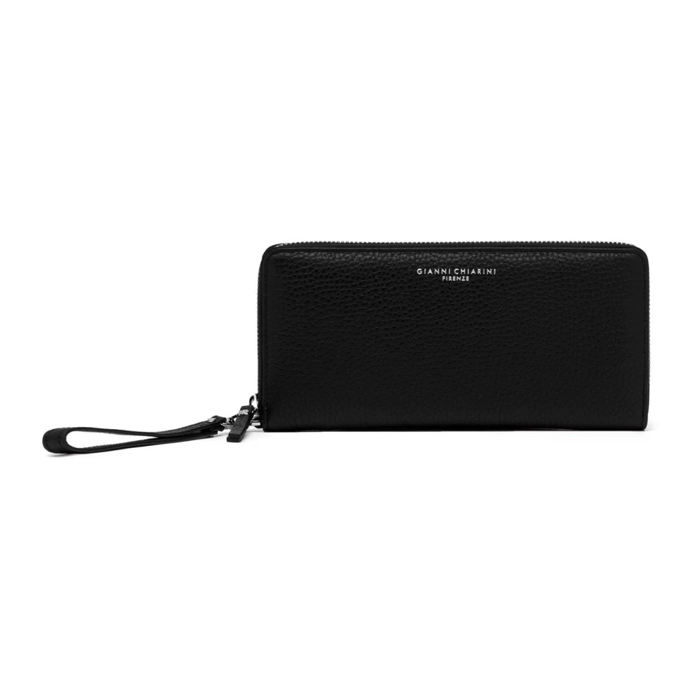 Gianni Chiarini Zwarte leren portemonnee met ritssluiting Black Dames