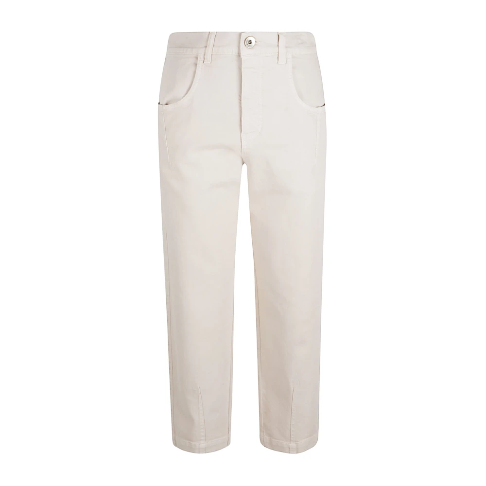 Eleventy Women's Beige Straight Trousers, 2XS, Sand Cotton Elastane Trousers Made In Italy