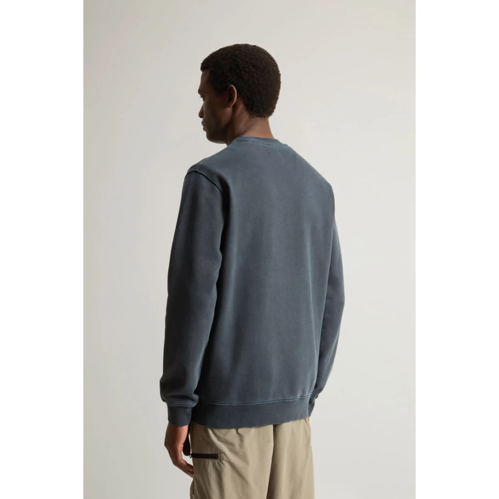 Woolrich Blauwe Crewneck Melton voor Mannen Blue Heren