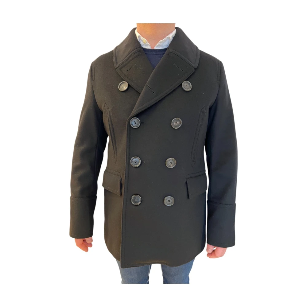 Burberry Kasjmierwollen jas met hoornknopen Black Heren