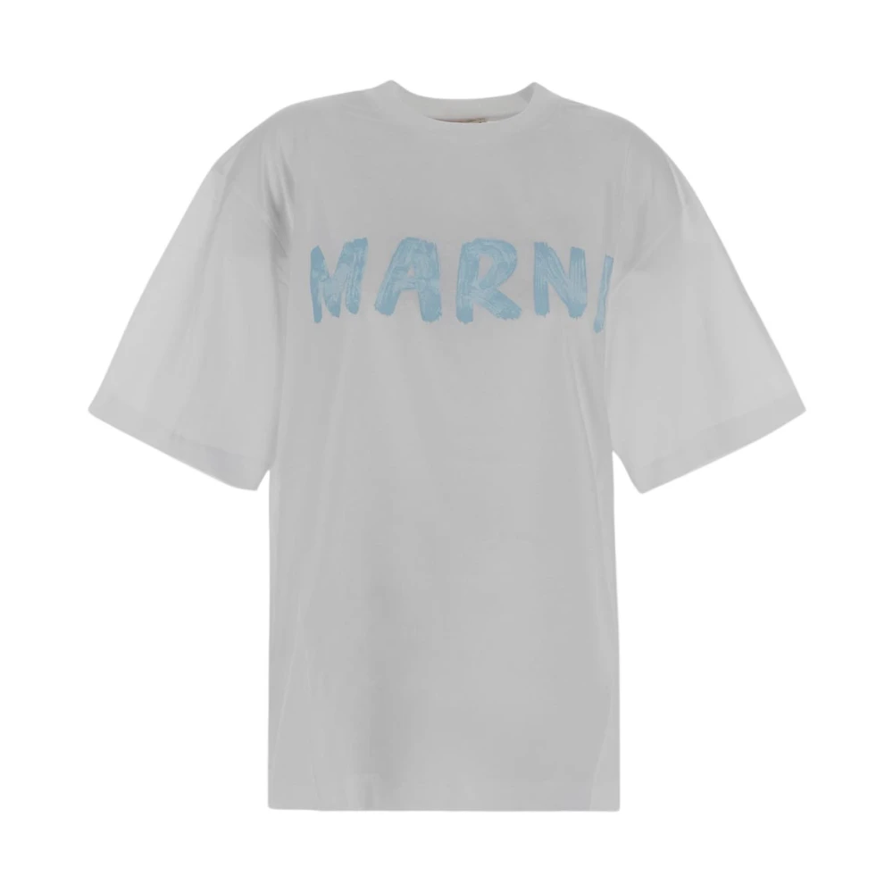 Marni Oversized Katoenen T-shirt met Frontprint White Dames