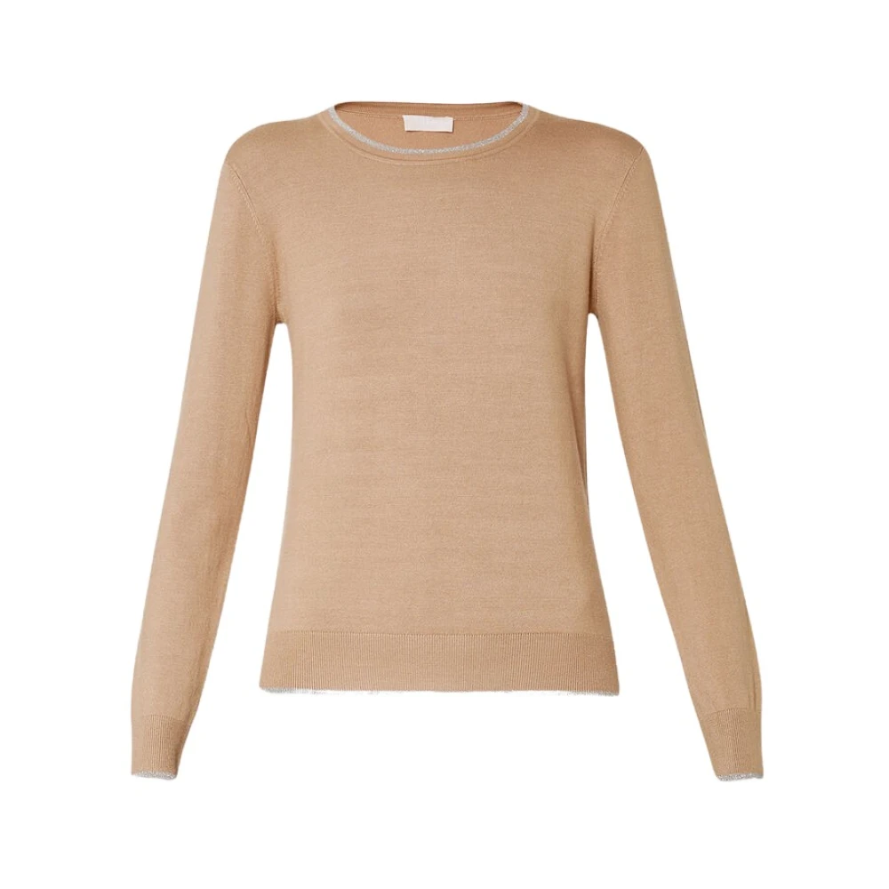 Liu Jo Ronde Hals Pullover met Lurex -inzetten Beige Dames