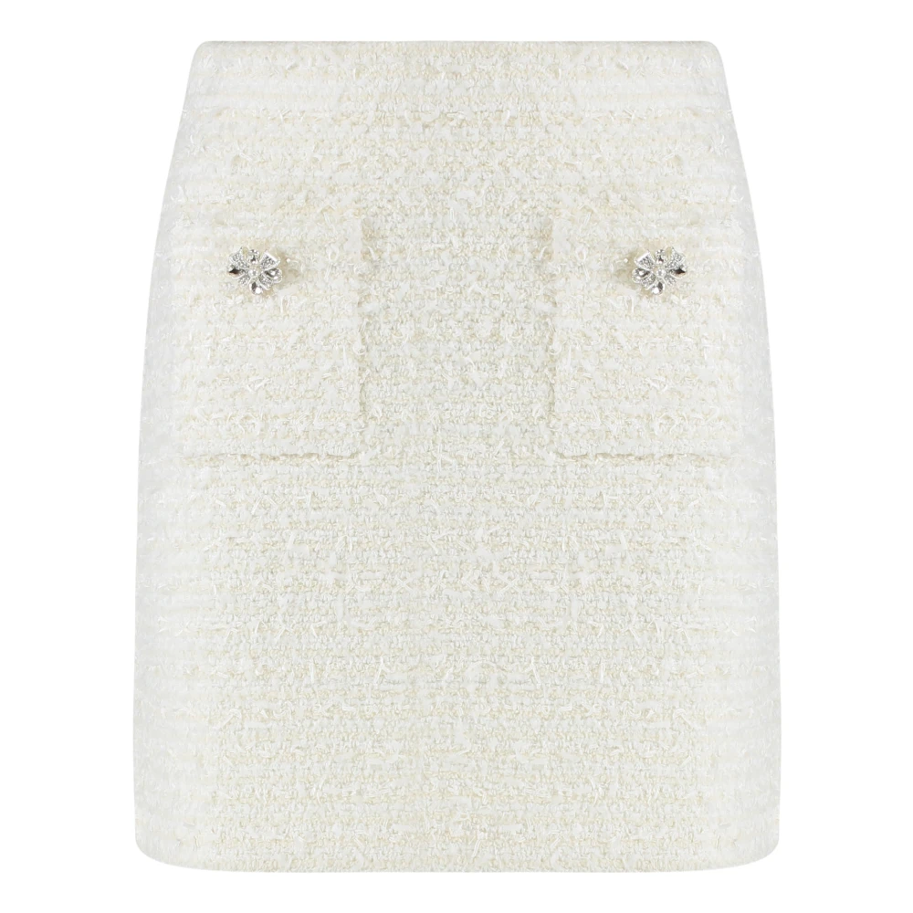 Self Portrait Women's Beige Knitted Mini Skirt