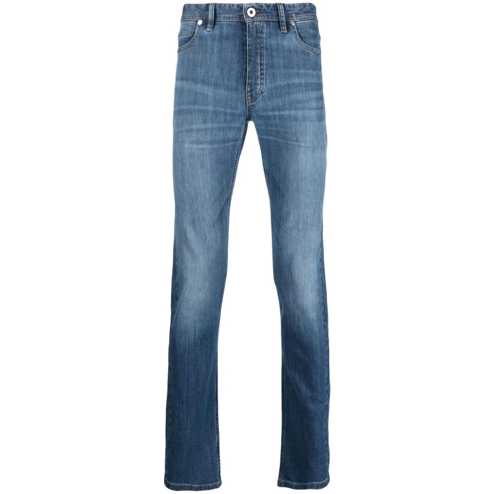 Brioni Casual Blauw Katoen Elastaan Broek Blue Heren