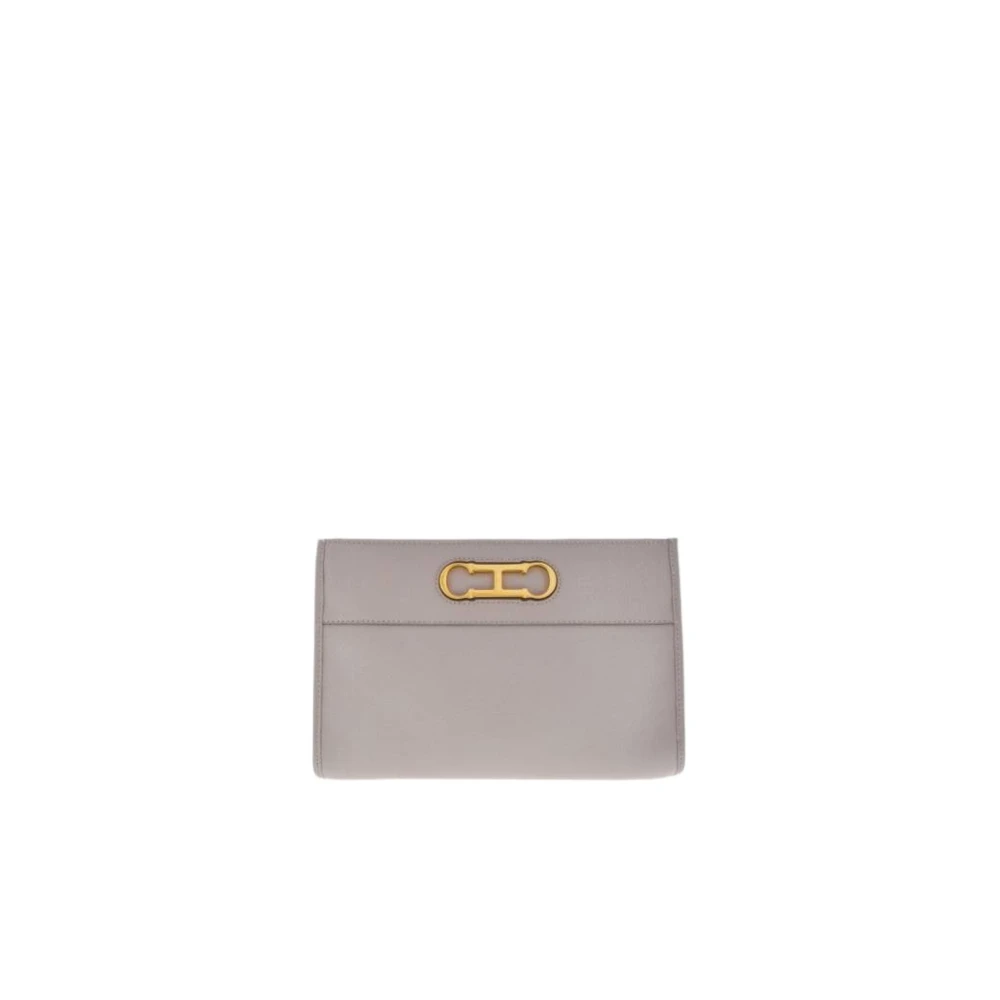 Carolina Herrera Gouden Initials Insignia Clutch Purple Dames