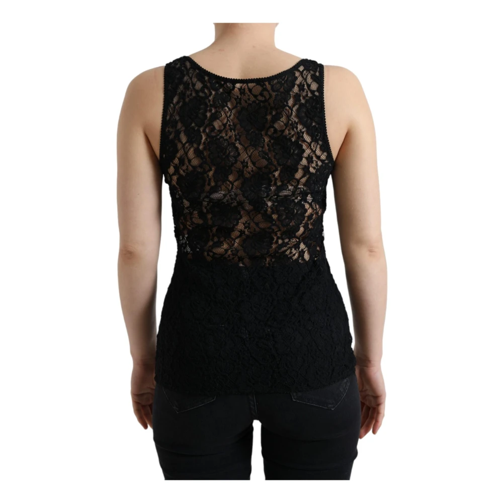 Dolce & Gabbana Sportieve Kant Mouwloze Tanktop Black Dames