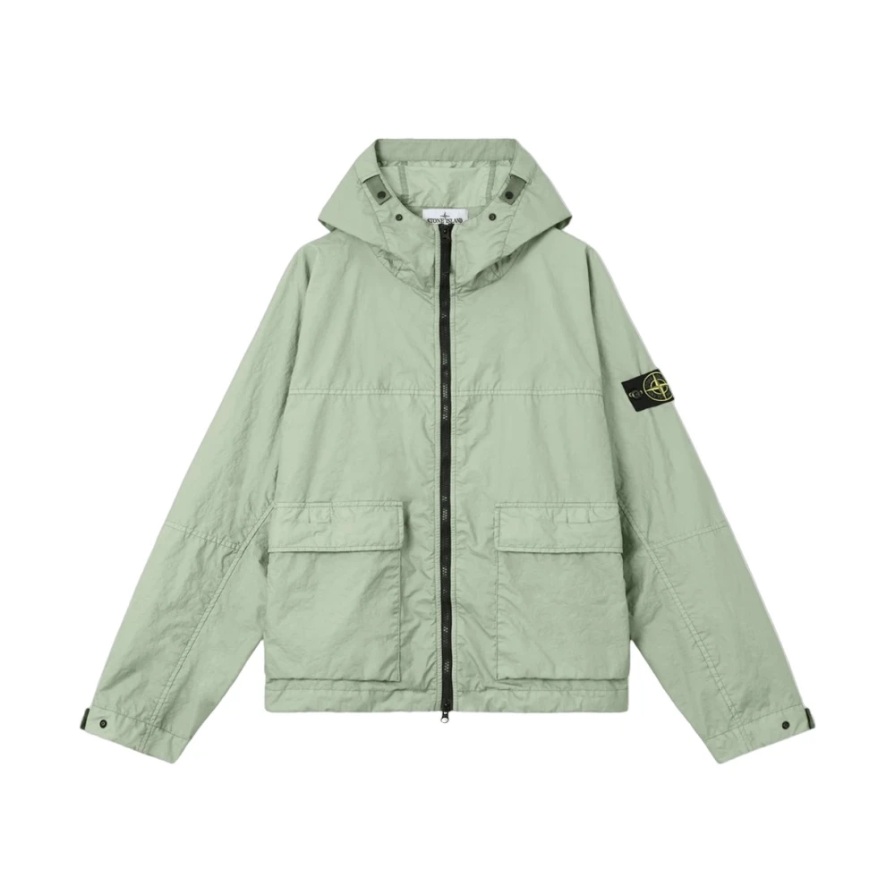 Stone Island Green Light Jackets, Male, M, Membrana 3L Tc Short Parka
