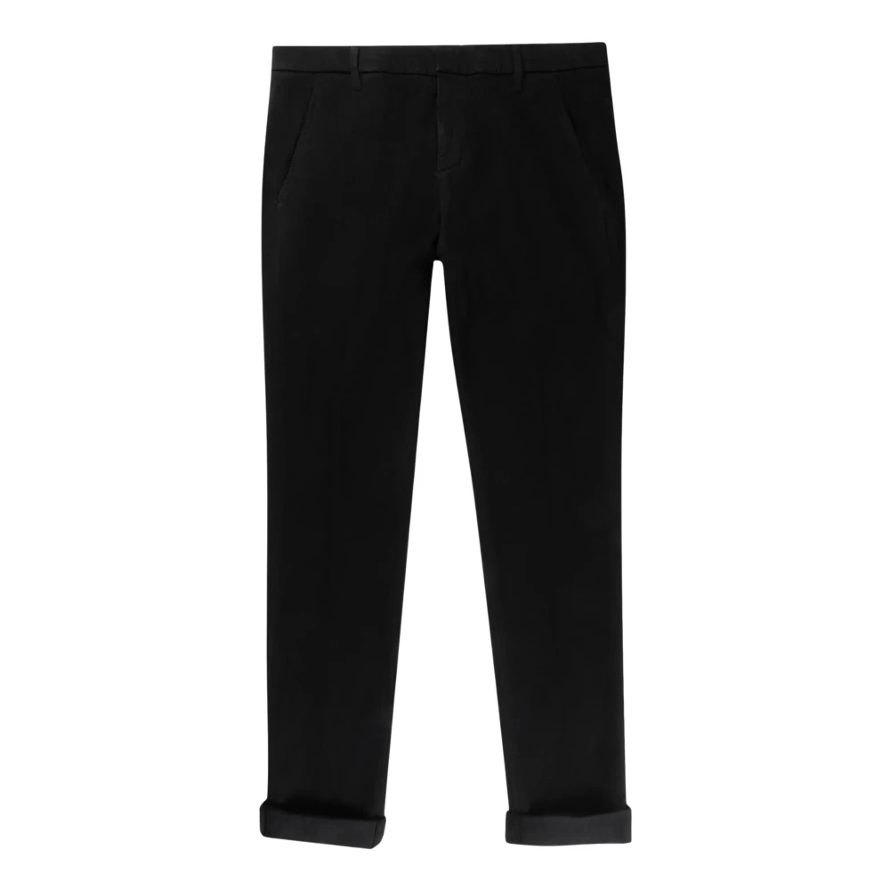 Dondup Stretch Satijnen Katoenen Chino Broek Black Heren