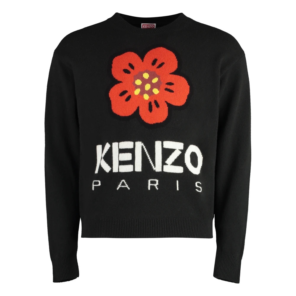 Kenzo Wollen Trui met Bloemenprint Black Heren