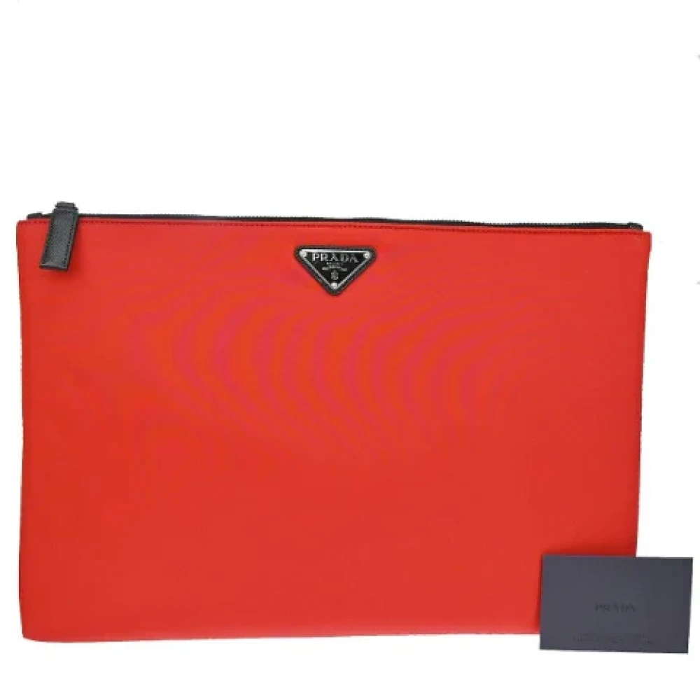 Prada Vintage Pre-owned Fabric clutches Red Dames