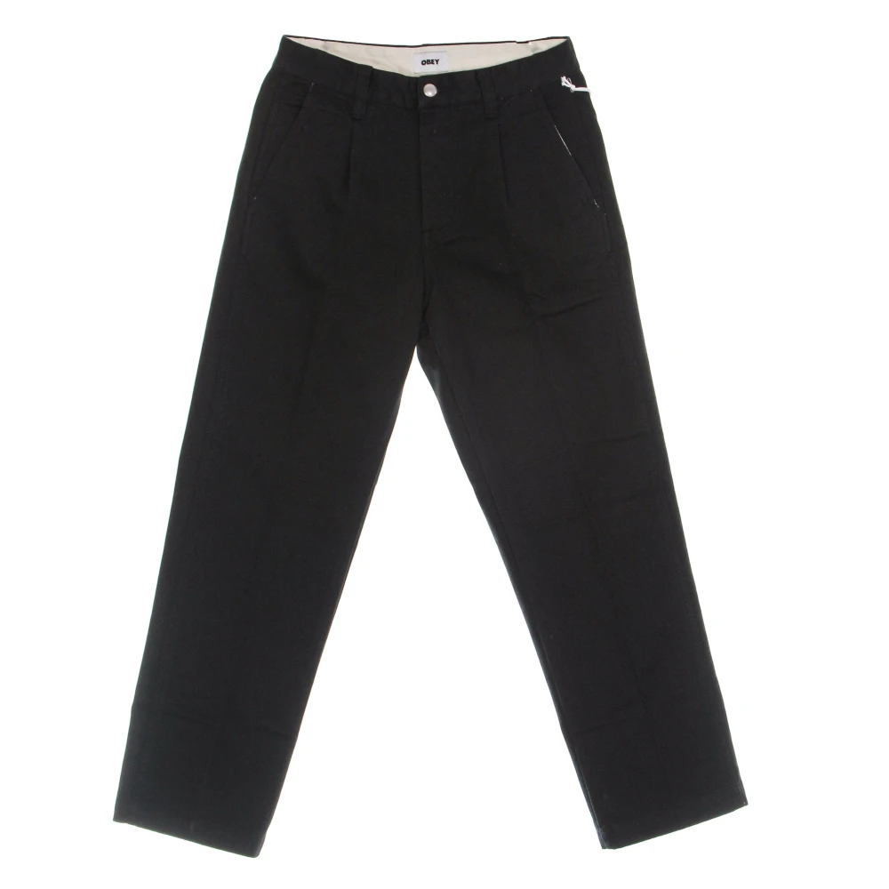 Obey Zwarte Katoenen Canvas Zomerbroek Black Heren