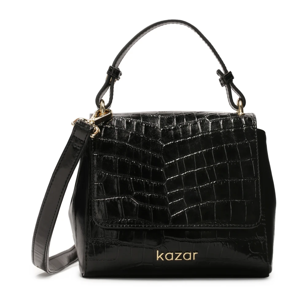 Kazar Zwarte handtas met handvat versierd met reliëfpatroon Black Dames