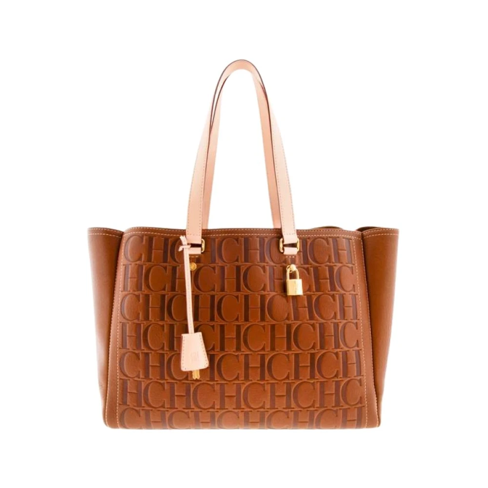 Carolina Herrera Vergrendelde hele dag Cognac Handtas Brown Dames