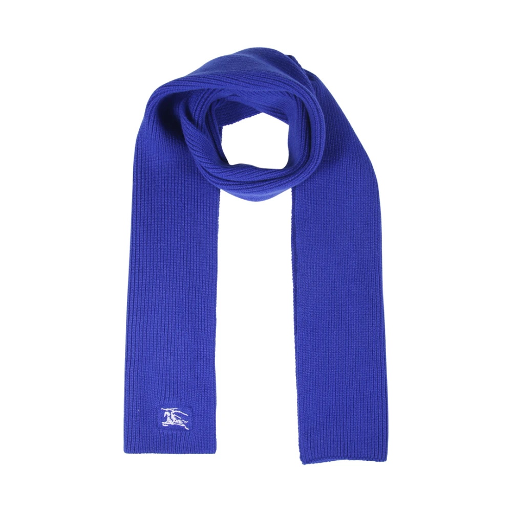 Burberry Blauwe Geribbelde Wollen Sjaal Blue Dames
