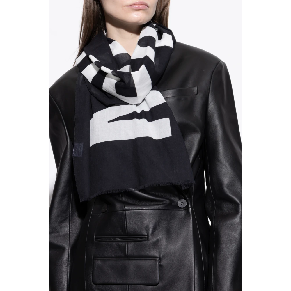 Moschino Sjaal met logo Black Unisex