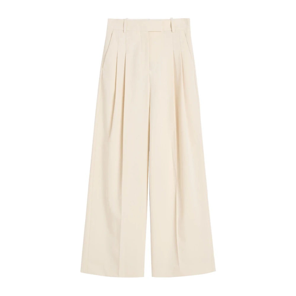 By Malene Birger Women's Beige High-Waist Wide-Leg Trousers - Wide Trousers - S - Trousers