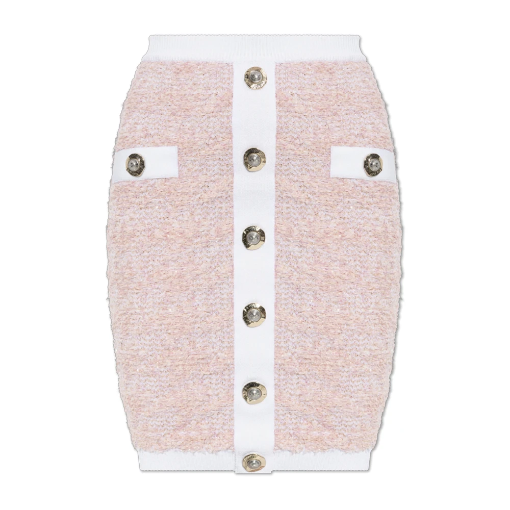 Balmain Women's Pink Tweed Skirt With Lurex Thread - Short Skirts - M - Skirts