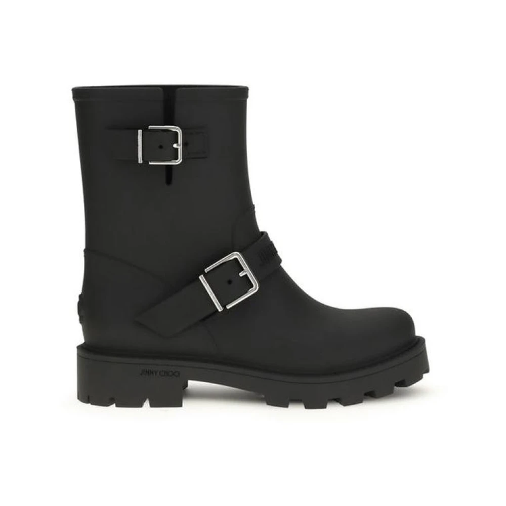 Jimmy Choo Biker Rain Boots - Female - Wellies - Black - 8 Uk - Shoes