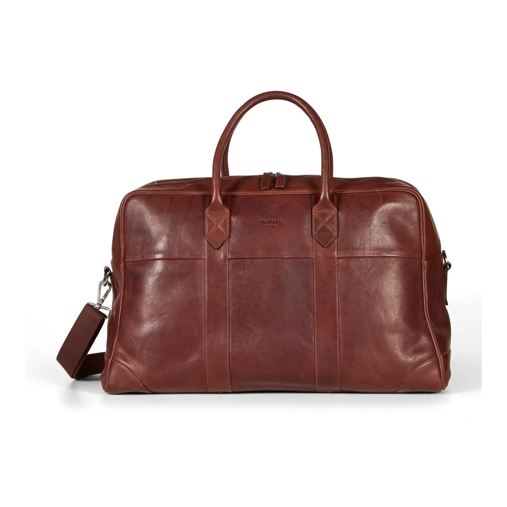 Howard London Bruin Leren Heren Weekendtas Brown Heren