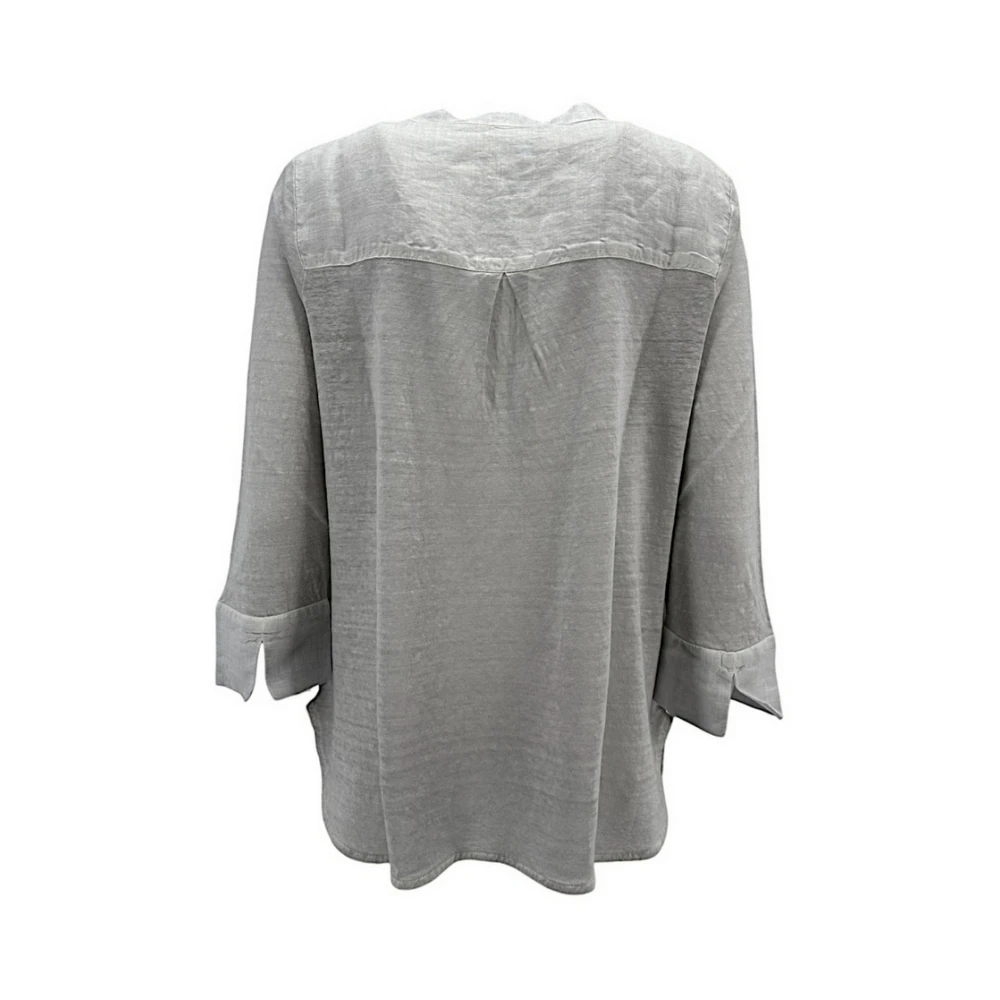 120% lino Parel Linnen Blouse met Kralenversieringen White Dames