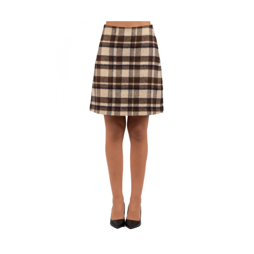 Max Mara Weekend Geruite Flanellen Rok Brown Dames