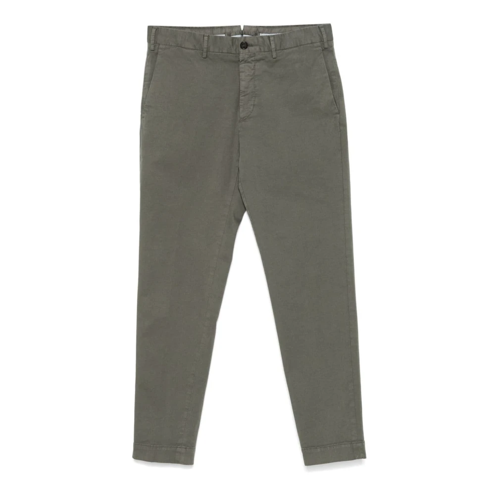 Incotex Groene Katoenen Chino Twill Weefsel Green Heren