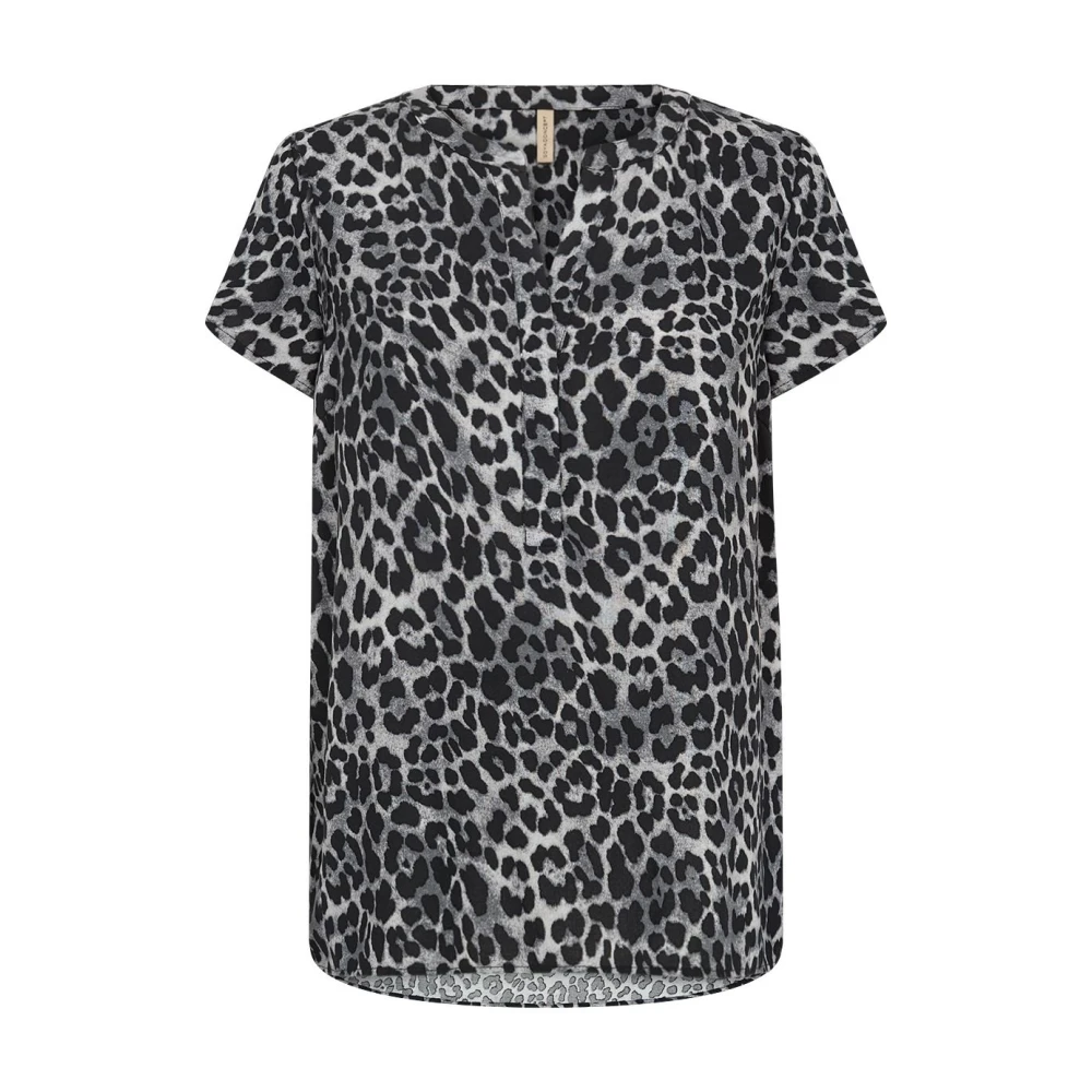 Soyaconcept Luipaardprint V-hals Shirt Black Dames