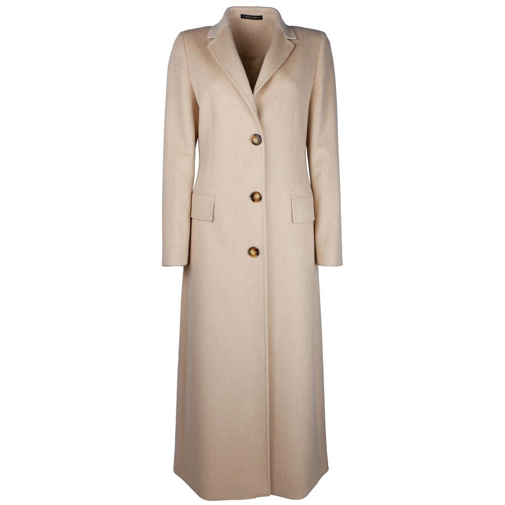 Made in Italia Beige Wollen Jas met Klassieke Revers Beige Dames