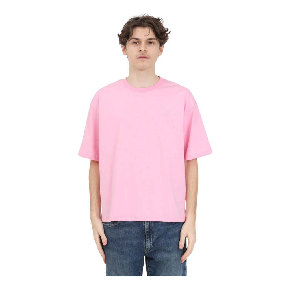 Garment Workshop Rosa T-shirt med Sytt Logotyp Pink, Herr