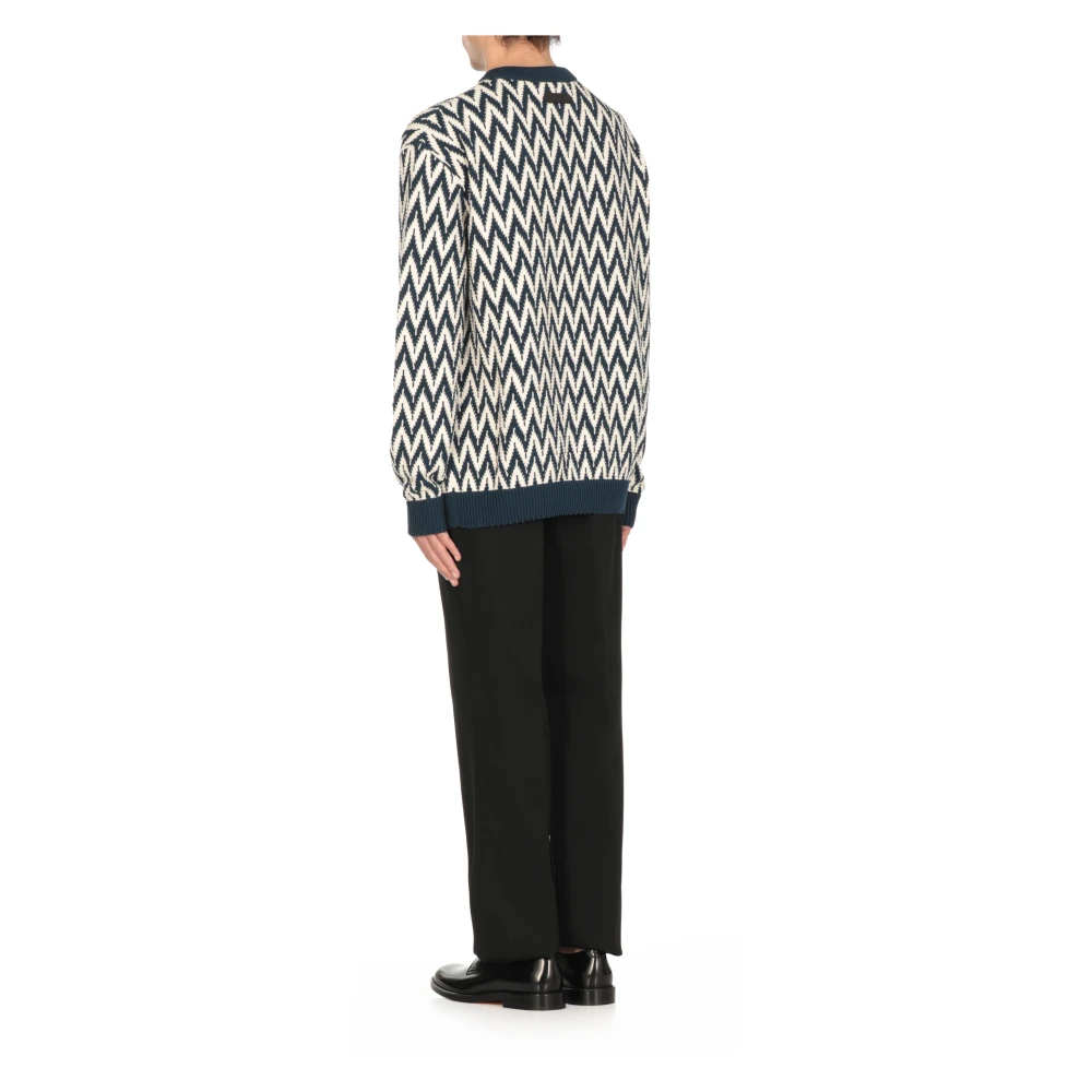 Lanvin Blauwe Katoenen Crew Neck Sweater Blue Heren