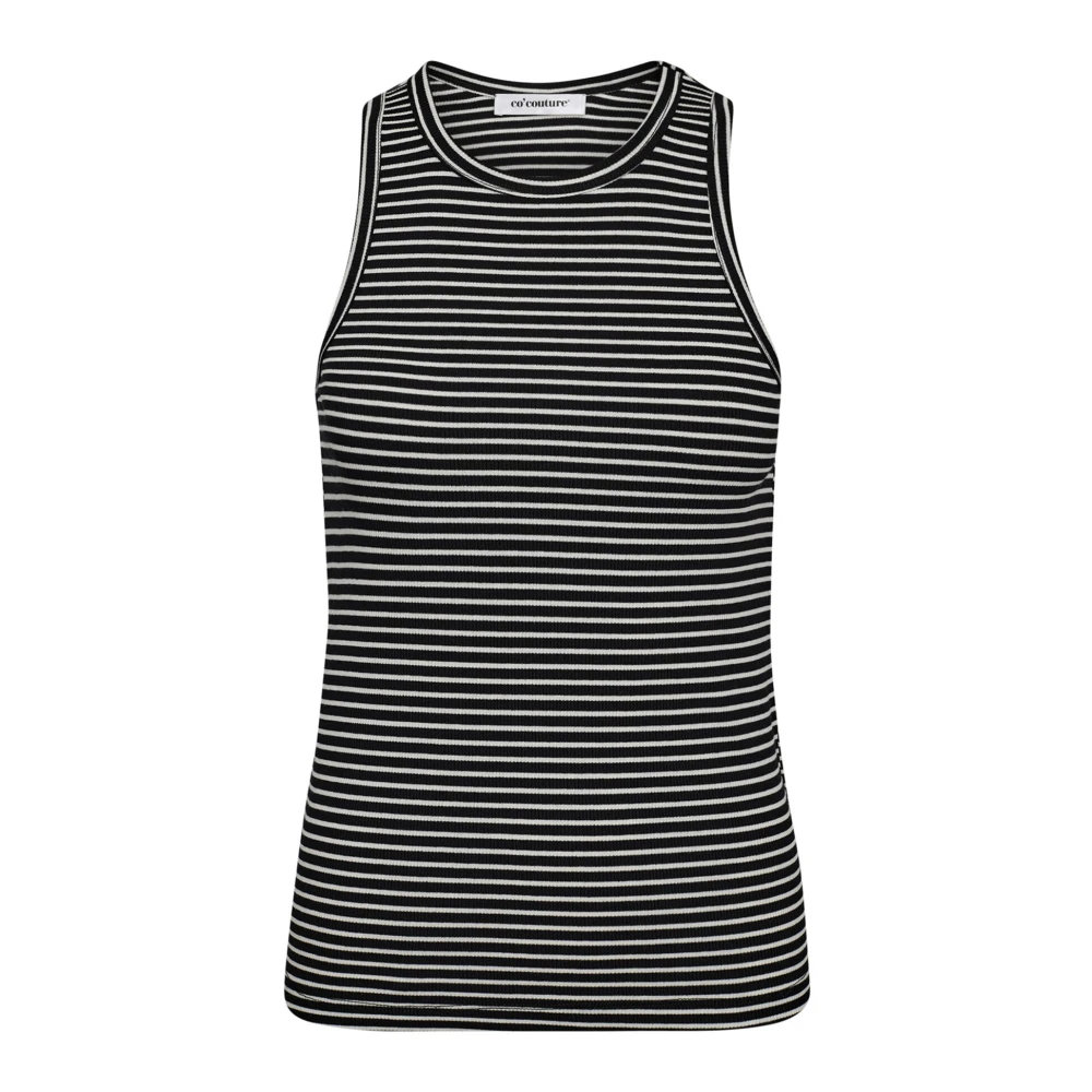 Co'Couture Gestreepte Rib Tank Top ZwartWit Multicolor Dames