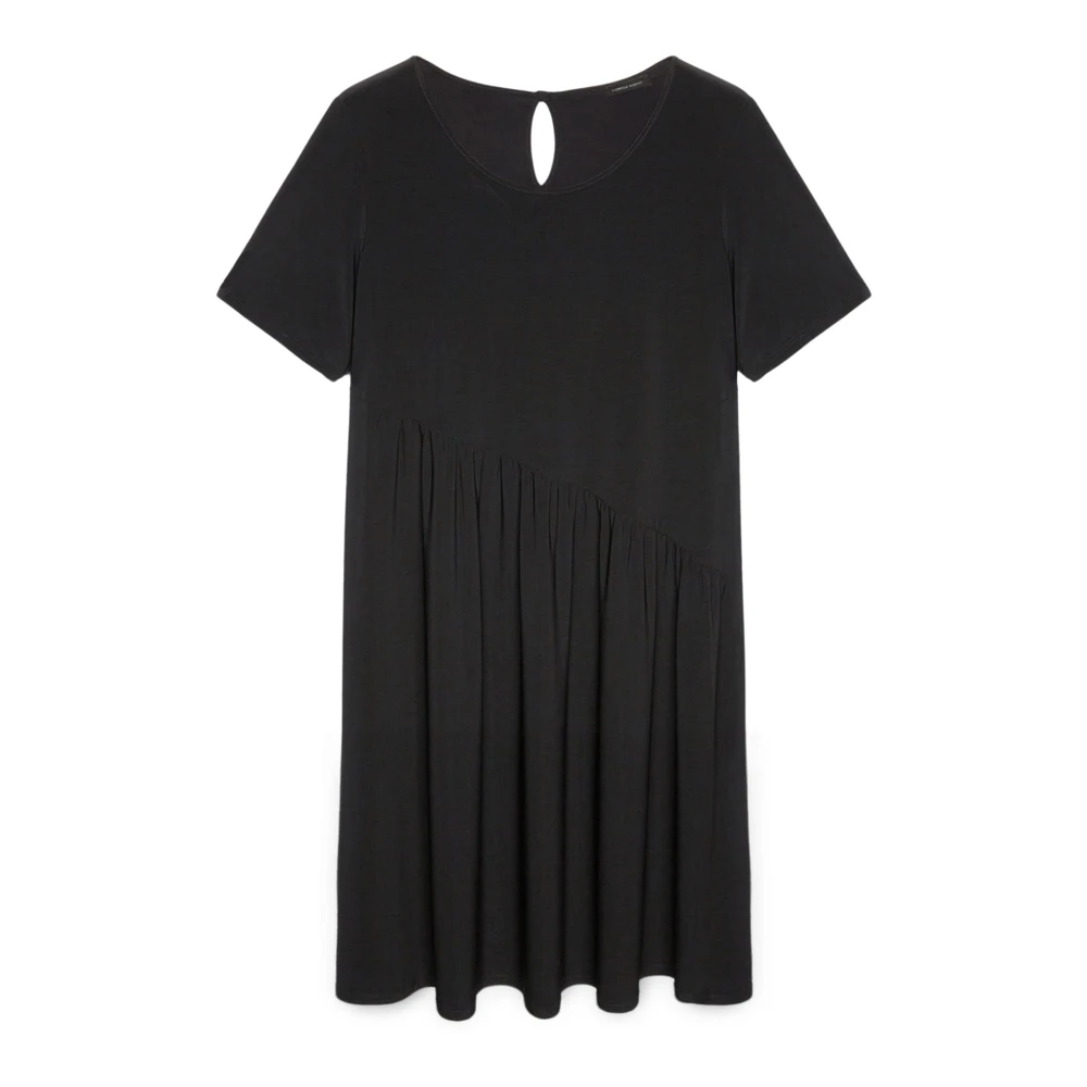 Fiorella Rubino Jerseyjurk met Gerimpelde Diagonale Snit Black Dames