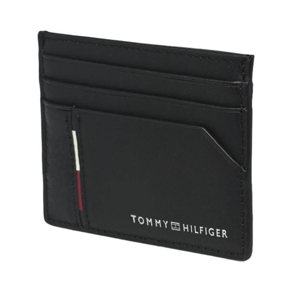 Tommy Hilfiger Stijlvol Leren Portemonnee Mannen Collectie Black Heren