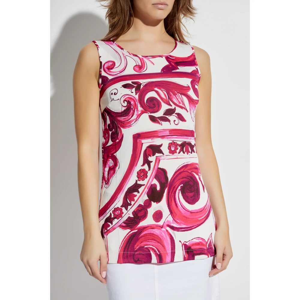 Dolce & Gabbana Top met Majolica patroon Pink Dames