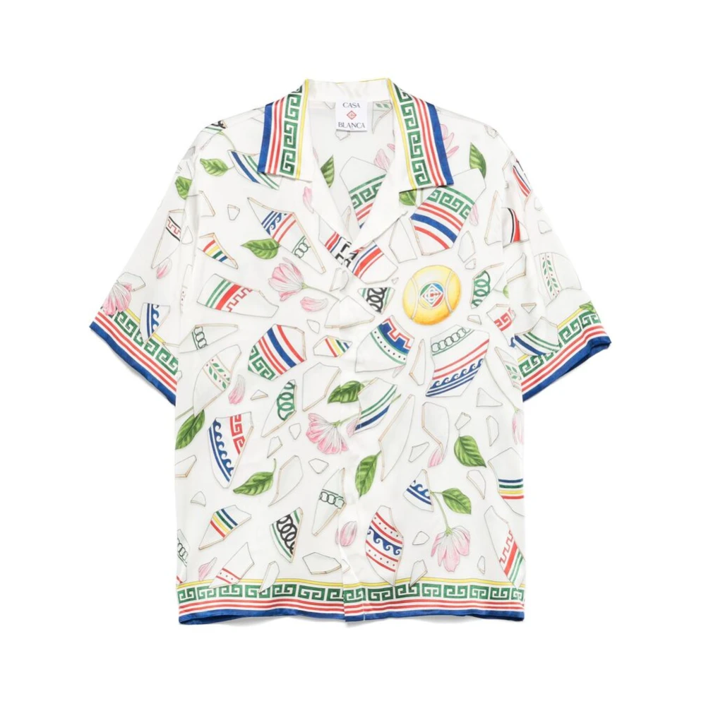 Casablanca Witte Cubaanse Kraag Shirt met Strepen Multicolor Heren