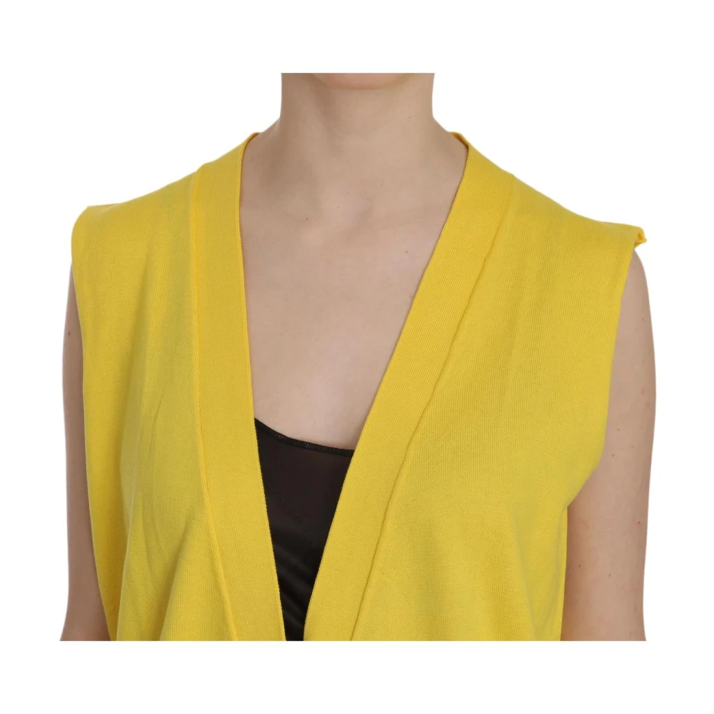 Pink Memories Gele V-hals Gebreide Cardigan Top Yellow Dames