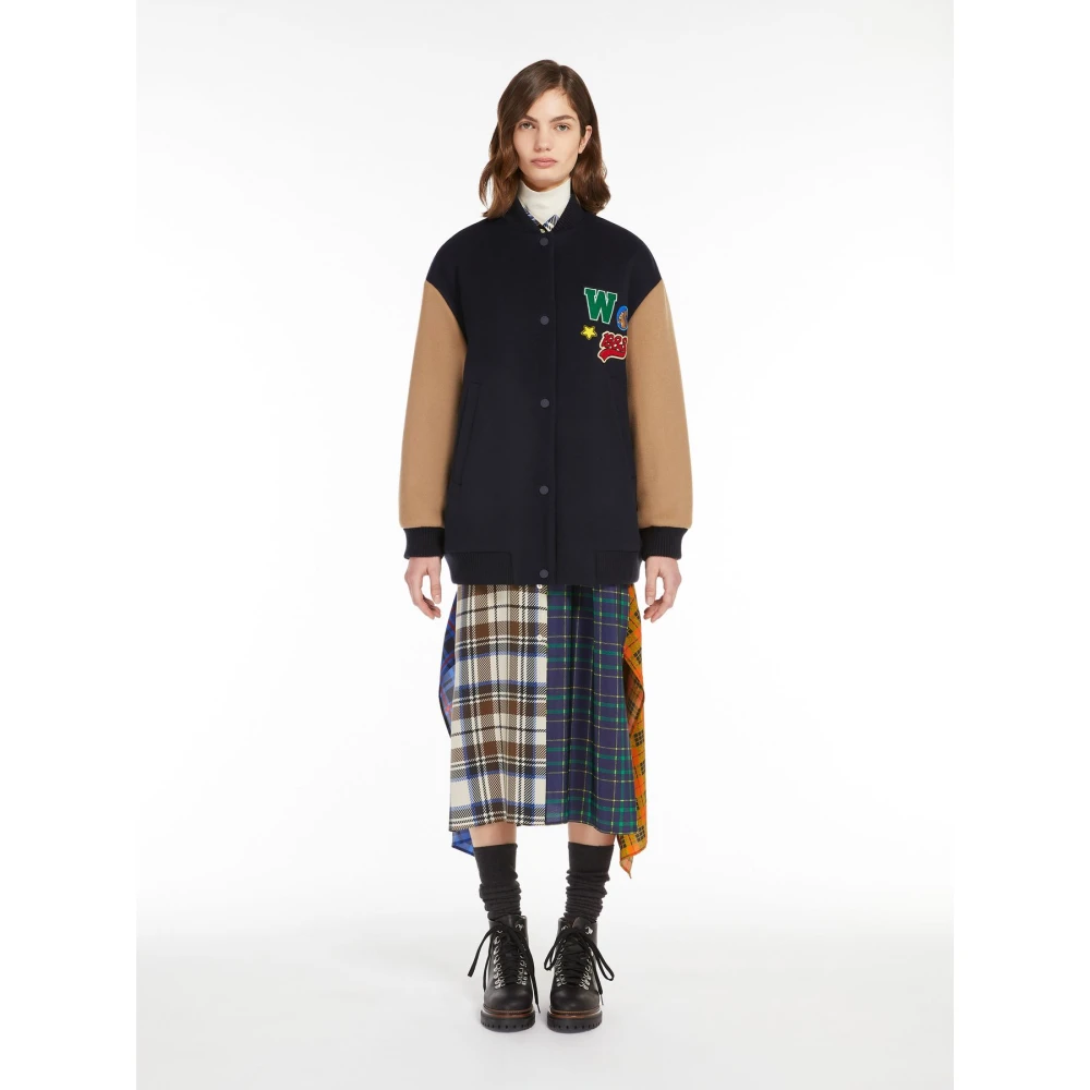 Max Mara Weekend Wollen Bomberjack met Geribbelde Kraag Multicolor Dames