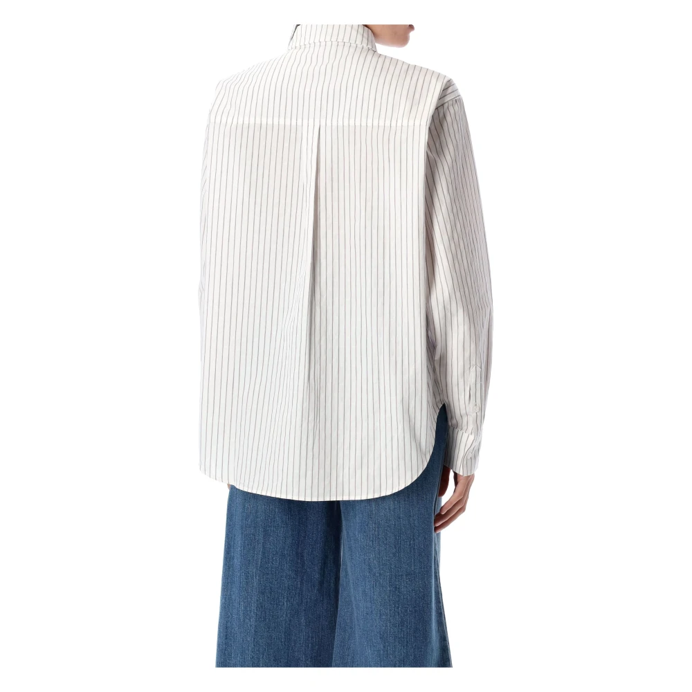 Anine Bing Gestreept Katoenen Overhemd met Oversized Pasvorm White Dames