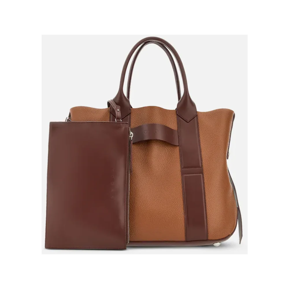 Hogan Bruine Leren Tote Tas Brown Dames
