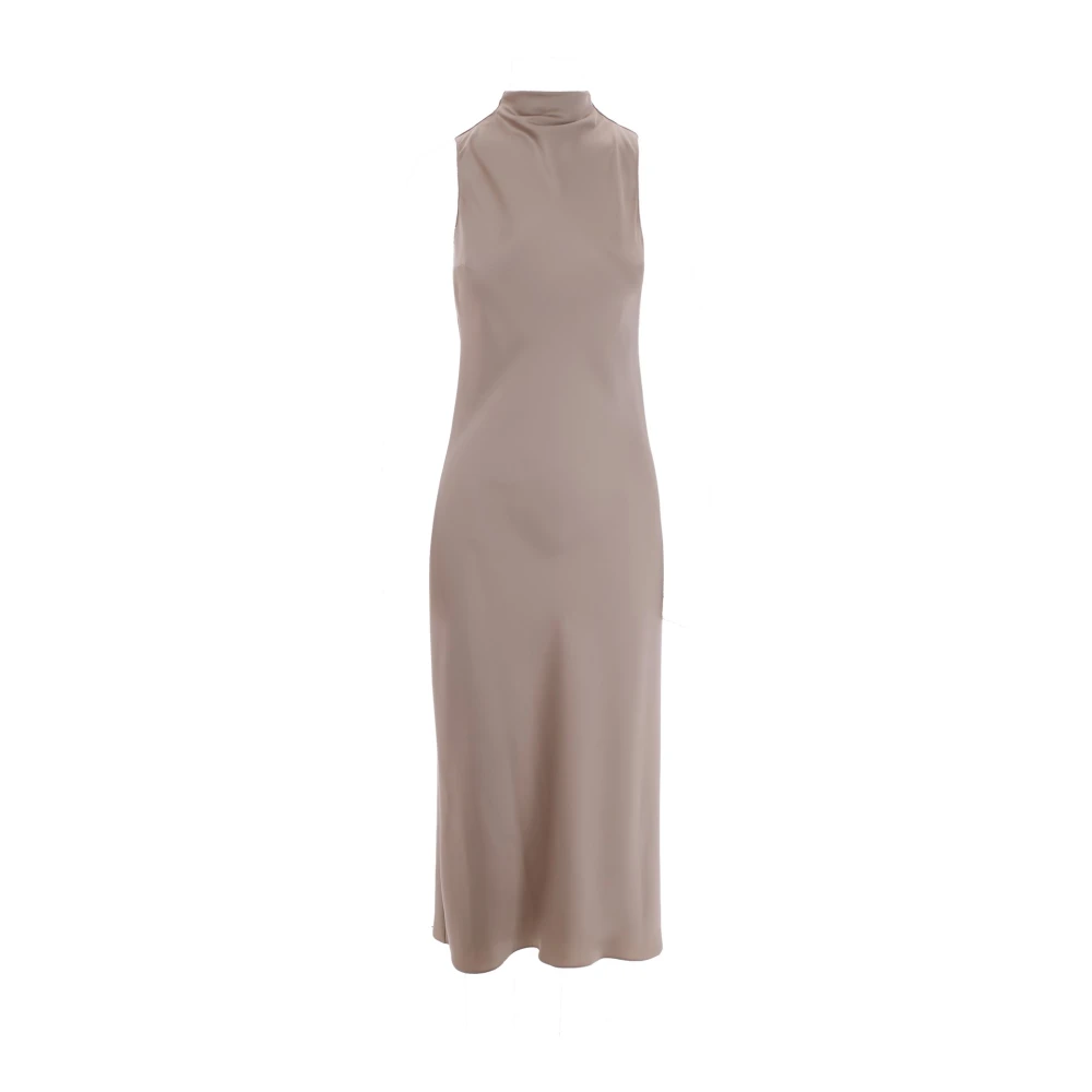 Patrizia Pepe Women's Gray Midi Dresses, M, Flowing Satin Midi Dress