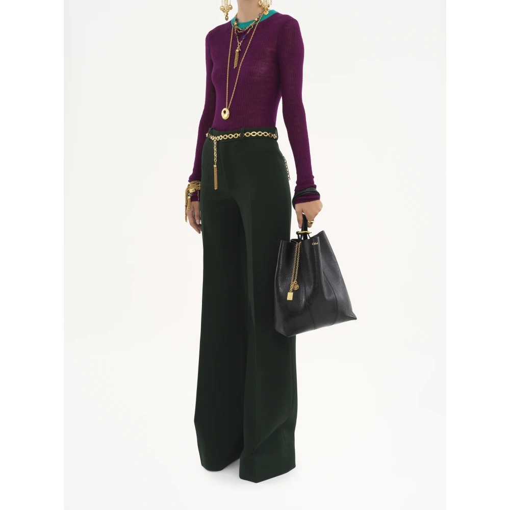 Chloé Zwarte leren handtas met kettinghandvatten Black Dames