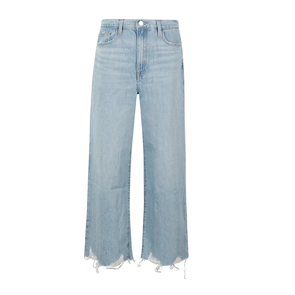 Frame Wide Crop Jeans Blue Dames