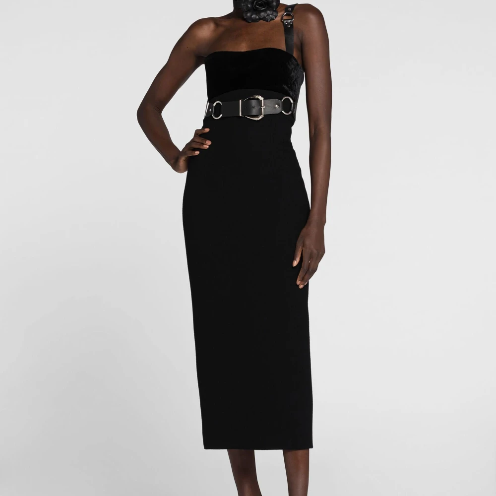 Roberto Cavalli Studded Leather Harness Jurk Black Dames