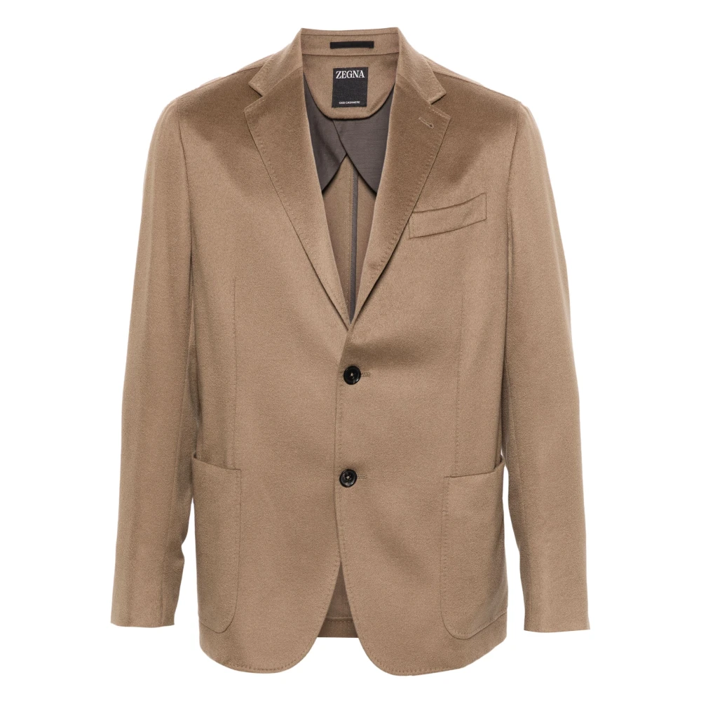 Ermenegildo Zegna Luxe Cashmere Jas met Katoenen Voering Beige Heren