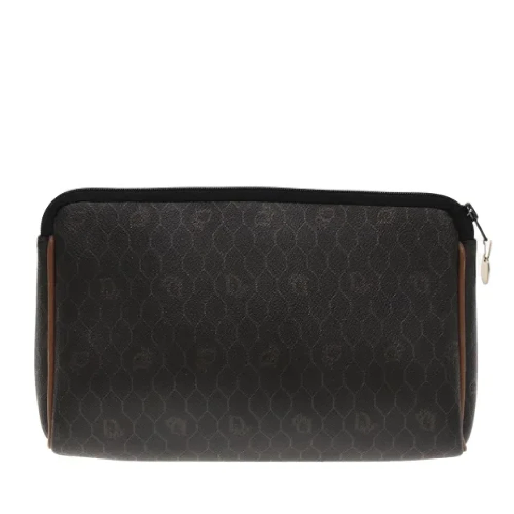 Dior Vintage Pre-owned Canvas clutches Black Dames