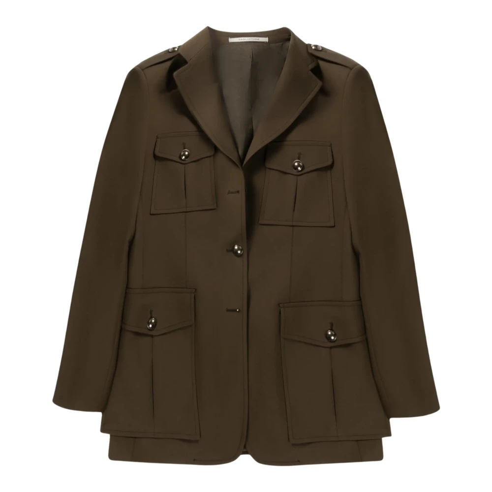 Tagliatore Lange Getailleerde Army Blazer Green Dames