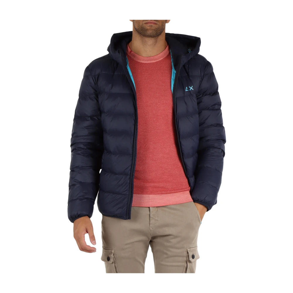 Sun68 Gewatteerde Opvouwbare Jas met Logoprint Blue Heren